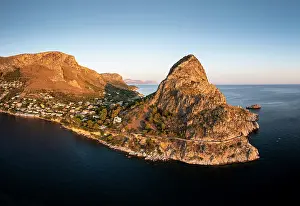 Sicilia Prints: Aerial view of Promontorio Di Capo Zafferano, Sicily, Italy