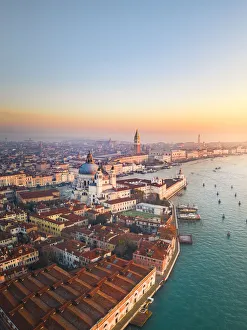 Canal Prints: Aerial view of Punta della Dogana, Santa Maria della Salute church