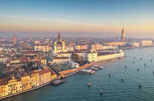 Images Dated 18th May 2021: Aerial view of Punta della Dogana and Salute Church. Venice, Veneto, Italy