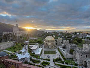 Complex Prints: Aerial view of Rabati Castle at sunset, Akhaltsikhe, Meskheti, Samtskhe-Javakheti, Georgia