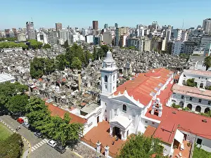 Recoleta Prints: Aerial view of the Recoleta Cemetery and the Basilica Nuestra Senora del Pilar Church
