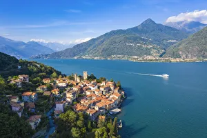 Navigation Prints: Aerial view of Rezzonico, Province of Como, Como Lake, Italy, Europe