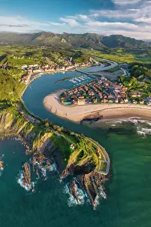 Asturias Prints: Aerial View over Ribadesella, Asturias, Spain