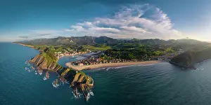 Asturias Prints: Aerial View over Ribadesella, Asturias, Spain