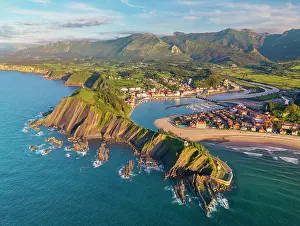 Asturias Prints: Aerial View over Ribadesella, Asturias, Spain