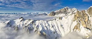 Grigna Prints: Aerial view of Rifugio Rosalba group and Northern Grigna, Lecco, Lombardy, Italy, Europe