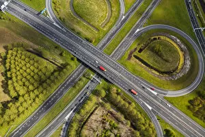 Aerial view of road junctions, nr Amsterdam, The Netherlands