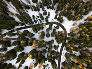 Madesimo Prints: Aerial view on the road from Madesimo to Motta in autumn, Madesimo, valle Spluga