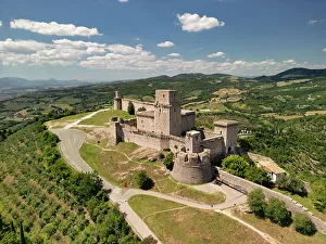 Assisi Prints: Aerial View over Rocca Maggiore Castle, Assisi, Umbria, Italy