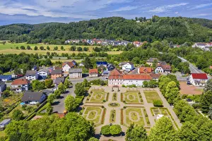 Saarland Prints: Aerial view at roman museum Schwarzenacker near Homburg, Saarland, Germany