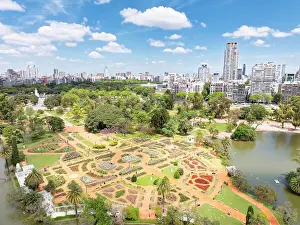 Buenos Aires Prints: Aerial view of the Rosedal Garden (Rose Garden) in springtime