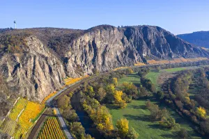 Aerial view at the Rotenfels near Bad Kreuznach, Nahe valley, Rhineland-Palatinate, Germany