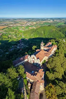 Sanctuaries Prints: Aerial view of the Sacro Monte of Crea, Alessandria district, Piedmont, Italy