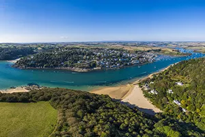 Holiday Home Prints: Aerial view of Salcombe on the Kingsbridge Estuary, Devon, England