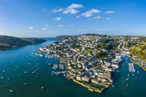 Aerial view of Salcombe on the Kingsbridge Estuary, Devon, England