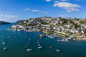 Aerial view of Salcombe on the Kingsbridge Estuary, Devon, England