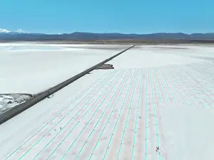 Pools Prints: Aerial view of the Salinas Grandes salt flat turquoise pools
