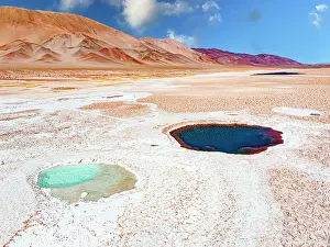 Salt Pond Prints: Aerial view of saline ponds, Ojos del Mar, Tolar Grande, Salta, Argentina