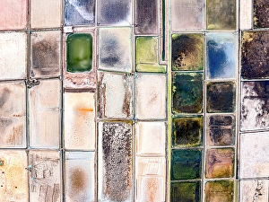 Industry Prints: Aerial view of salt flats fields, Phetchaburi, Thailand