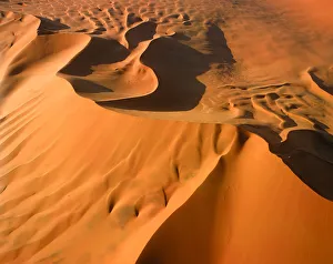 Desolate Prints: Aerial View of Sand Dunes, Sossusvlei, Namibia, Africa