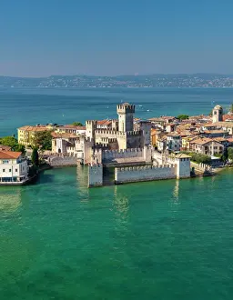 Lago Di Garda Prints: Aerial View over Scaliger Castle, Sirmione, Lake Garda, Brescia province, Lombardy, Italy