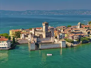 Lago Di Garda Prints: Aerial View over Scaliger Castle, Sirmione, Lake Garda, Brescia province, Lombardy, Italy