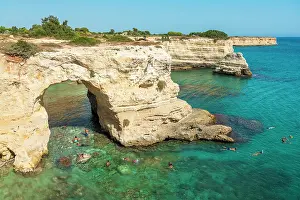 Adriatic Sea Prints: Aerial view of the Seastack of Sant'Andrea