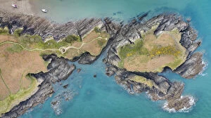 Images Dated 28th May 2021: Aerial view of Sextons Burrow headland at Watermouth Cove, Devon, England