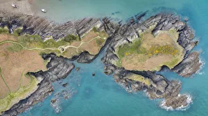 Images Dated 28th May 2021: Aerial view of Sextons Burrow headland at Watermouth Cove, Devon, England