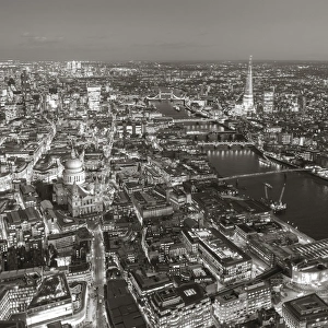 Aerial view of The Shard and City of London, London, England Aerial view of The Shard and City of London, London, England