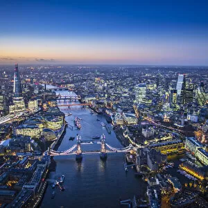 Images Dated 22nd December 2014: Aerial view of The Shard, River Thames, Tower Bridge and City of London, London, England