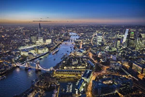 River Thames Collection: Aerial view of The Shard, River Thames, Tower Bridge and City of London, London, England