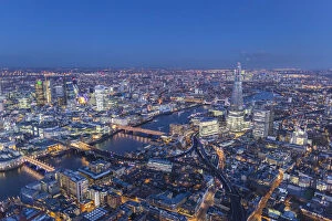 Images Dated 22nd December 2014: Aerial view of The Shard, River Thames and City of London, London, England