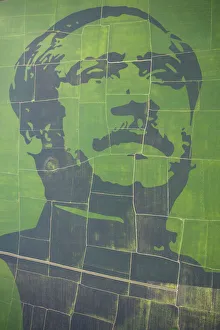 Aerial view of Sheikh Mujibur Rahman portrait, the father of Nation Bangabandhu Aerial view of Sheikh Mujibur Rahman portrait, the father of Nation Bangabandhu