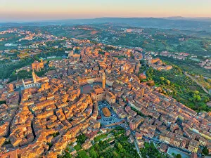 Aerial view of Siena cityscape at the early morning, Siena, Tuscany, Italy