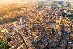 Earth From Above Prints: Aerial view of Siena old Town. Siena, Tuscany, Italy, Europe