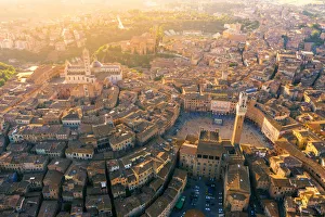 Earth From Above Prints: Aerial view of Siena old Town. Siena, Tuscany, Italy, Europe