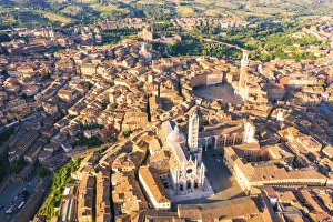 Aerial view of Siena old Town. Siena, Tuscany, Italy, Europe