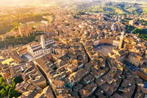 Aerial view of Siena old Town. Siena, Tuscany, Italy, Europe