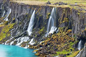 Sudurland Prints: Aerial view of Sigoldugljufur canyon near to Landmannalaugar park, Iceland, Europe