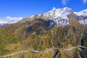 Wallis Prints: Aerial view on Simplon pass road with Wasenhorn, Valais, Switzerland