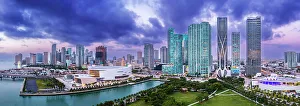 Highrise Prints: Aerial View of Skyline Downtown Miami, Maurice A.Ferre Park Miami City, South Florida, USA