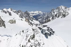 Images Dated 24th March 2021: Aerial view of Skyway of Mont Blanc, Courmayeur, Aosta Valley, Italy