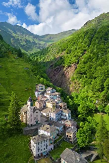 Piedmont Prints: Aerial view of the small walser village of Campello Monti