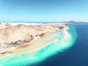 Fuerteventura Prints: Aerial view of Sotavento beach, Jandia, Fuerteventura, Canary Islands, Spain