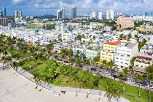 From Above Prints: Aerial View of South Beach & Ocean Drive, Miami, Florida, USA