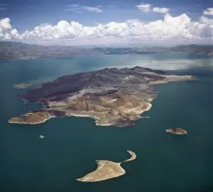 African Landscape Gallery: An aerial view of South Island, Lake Turkanas largest island