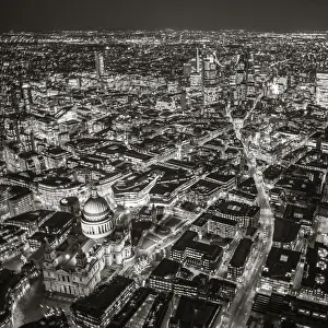 Aerial view of St. Pauls and City of London, London, England