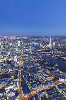 Cathedrals Gallery: Aerial view of St. Pauls, The Shard, River Thames and City of London, London, England