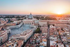 Dome Prints: Aerial view of St. Peter's Square and St